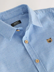 Mid Blue Character Long Sleeve Oxford Shirt (3mths-7yrs)