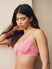 Pink Non Padded Full Cup Lace Ultimate Comfort Bra