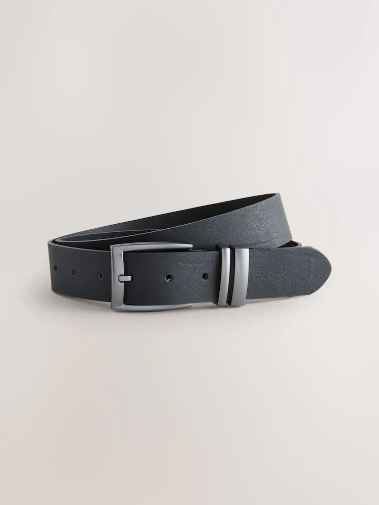 Black Leather Belt With Double Keeperloop