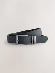 Black Leather Belt With Double Keeperloop