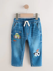 NEXT - Dark Blue Character Farm Loose Pull On Jeans (3mths-7yrs)