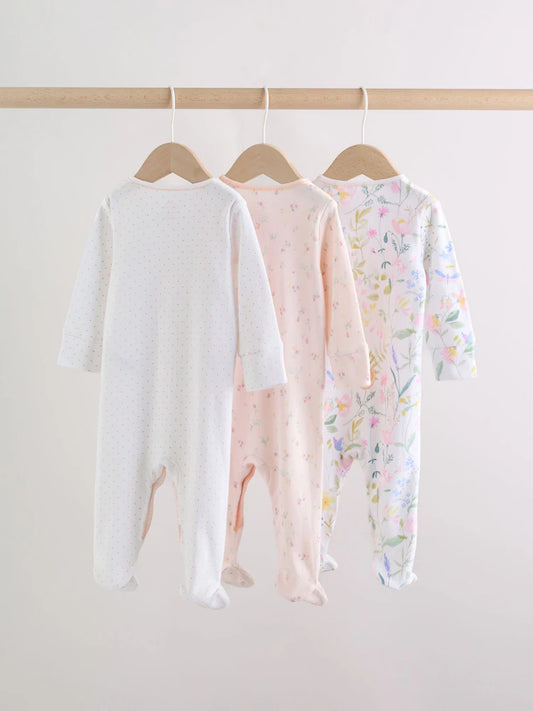 Pink Baby Bunny Sleepsuits 3 Pack (0-2yrs)