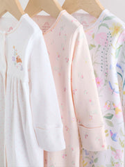 Pink Baby Bunny Sleepsuits 3 Pack (0-2yrs)