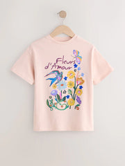 Pink Floral Sequin Graphic T-Shirt (3-16yrs)