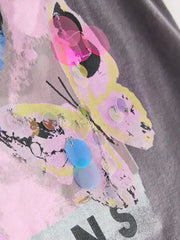 Charcoal Grey Butterfly Sequin Graphic T-Shirt (3-16yrs)