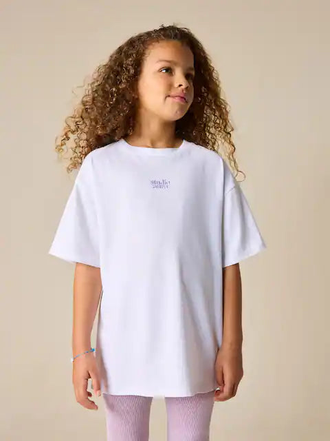 White Studio Aura Oversized Graphic Print T-Shirt (3-16yrs)
