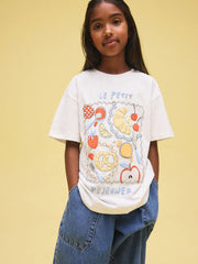 White Breakfast Oversized Graphic Print T-Shirt (3-16yrs)