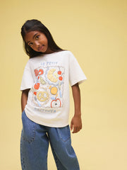 White Breakfast Oversized Graphic Print T-Shirt (3-16yrs)
