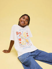 White Breakfast Oversized Graphic Print T-Shirt (3-16yrs)