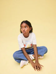 White Breakfast Oversized Graphic Print T-Shirt (3-16yrs)