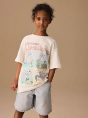 Ecru Easter Bunny Oversized Graphic Print T-Shirt (3-16yrs)