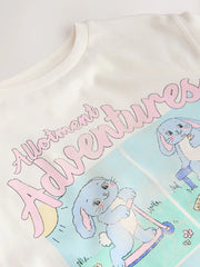 Ecru Easter Bunny Oversized Graphic Print T-Shirt (3-16yrs)
