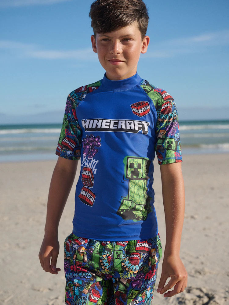 Navy Minecraft Rash Vest (3-16yrs)