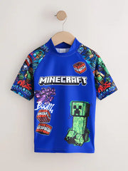 Navy Minecraft Rash Vest (3-16yrs)