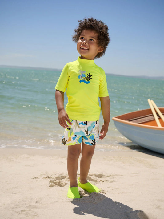 Yellow Short Sleeve Sunsafe Rash Vest and Swim Shorts Set (3mths-7yrs)