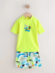 Yellow Short Sleeve Sunsafe Rash Vest and Swim Shorts Set (3mths-7yrs)