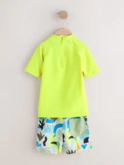 Yellow Short Sleeve Sunsafe Rash Vest and Swim Shorts Set (3mths-7yrs)