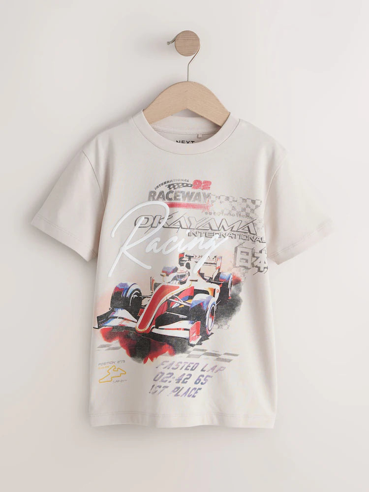 Stone Racing Car Regular Fit Short Sleeve Graphic Print T-Shirt (3-16yrs)
