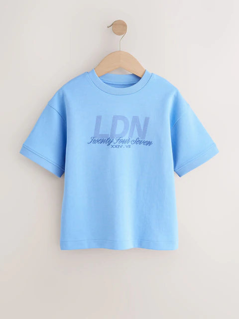 NEXT - Light Blue Graphic Print Heavyweight Short Sleeve T-Shirt (3-16yrs)