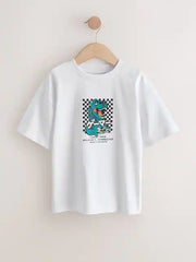 White/Green Dino Short Sleeve Graphic T-Shirt (3-16yrs)