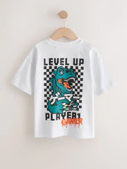 White/Green Dino Short Sleeve Graphic T-Shirt (3-16yrs)
