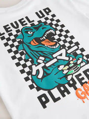 White/Green Dino Short Sleeve Graphic T-Shirt (3-16yrs)