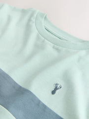 Mineral Green/Ecru Colourblock Short Sleeve T-Shirt