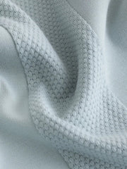 Blue Textured Short Sleeve Zip Neck Polo Shirt