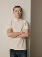 Cream Short Sleeve Jersey Polo Shirt (3-16yrs)