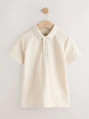 Cream Short Sleeve Jersey Polo Shirt (3-16yrs)