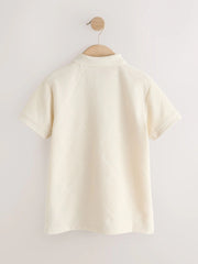 Cream Short Sleeve Jersey Polo Shirt (3-16yrs)