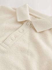 Cream Short Sleeve Jersey Polo Shirt (3-16yrs)