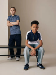 Navy/White Stripe Short Sleeve Jersey Polo Shirt (3-16yrs)