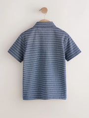 Navy/White Stripe Short Sleeve Jersey Polo Shirt (3-16yrs)