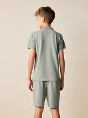 Khaki Green Short Sleeve Polo Shirt and Shorts Set (3-16yrs)