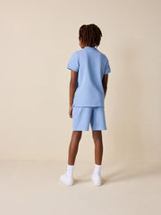 Light Blue Short Sleeve Polo Shirt and Shorts Set