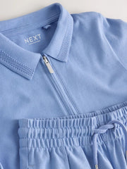 Light Blue Short Sleeve Polo Shirt and Shorts Set