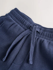 Navy Blue Textured Short Sleeve T-Shirt and Shorts Set (3-16yrs)