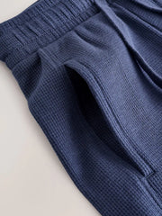 Navy Blue Textured Short Sleeve T-Shirt and Shorts Set (3-16yrs)