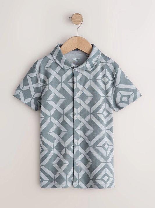 Grey Geo Short Sleeve Jersey Shirt (3-16yrs)