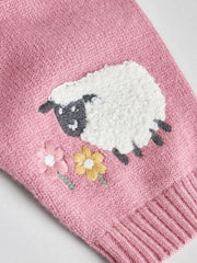 NEXT - NCNVB-Girls Sets-Pink-Sheep Scene Baby Knitted Jumper and Leggings