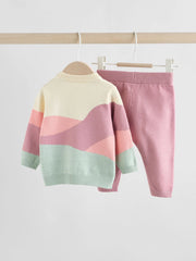 NEXT - NCNVB-Girls Sets-Pink-Sheep Scene Baby Knitted Jumper and Leggings