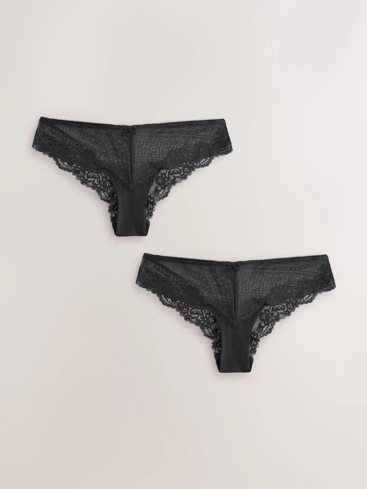 Black Brazilian Lace Knickers 2 Pack