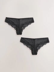 Black Brazilian Lace Knickers 2 Pack