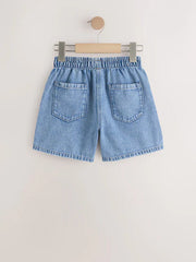 Mid Blue Pull On Denim Shorts