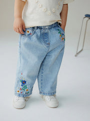 NEXT - Mid Blue Floral Embroidered Jeans (3mths-7yrs)