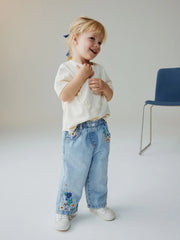 NEXT - Mid Blue Floral Embroidered Jeans (3mths-7yrs)