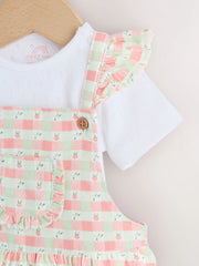 Pink Check Baby Dungarees and Bodysuits Set 2 Piece (0mths-2yrs)