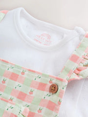 Pink Check Baby Dungarees and Bodysuits Set 2 Piece (0mths-2yrs)