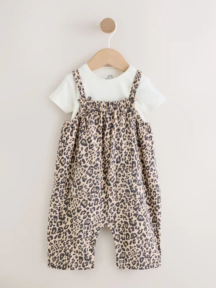 NEXT - NCNVB-Girls Sets-Leopard Print Baby Jersey Dungarees and Bodysuits